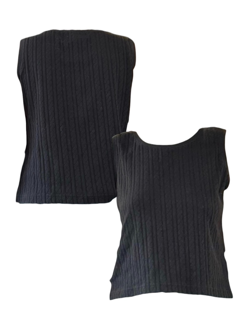 Carolyn Taylor Black Cable-Knit Sleeveless Tank